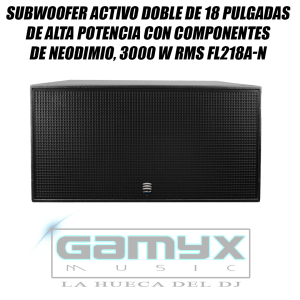 Subwoofer activo doble de 18 pulgadas de alta potencia con componentes de neodimio, 3000 W RMS FL218A-N